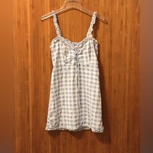 Urban Outfitters Women’s Blue & White Checkered Tunic Top, Size Medium